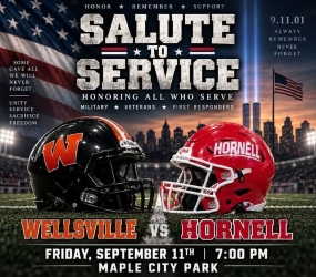 Football this Friday Night at Maple City Park: Hornell takes on Wellsville in 'Salute to Service' 9/11 honor game